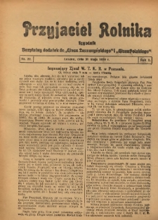 Przyjaciel Rolnika: bezpłatny dodatek do Głosu Leszczyńskiego i Głosu Polskiego 1929.05.31 R.2 Nr22