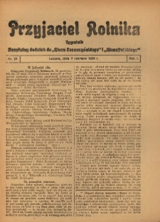 Przyjaciel Rolnika: bezpłatny dodatek do Głosu Leszczyńskiego i Głosu Polskiego 1929.06.07 R.2 Nr23