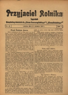 Przyjaciel Rolnika: bezpłatny dodatek do Głosu Leszczyńskiego i Głosu Polskiego 1929.06.21 R.2 Nr25