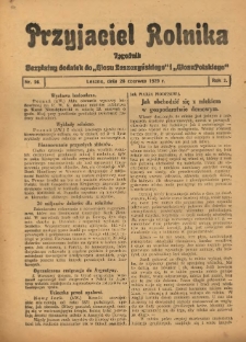 Przyjaciel Rolnika: bezpłatny dodatek do Głosu Leszczyńskiego i Głosu Polskiego 1929.06.28 R.2 Nr26