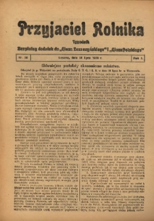 Przyjaciel Rolnika: bezpłatny dodatek do Głosu Leszczyńskiego i Głosu Polskiego 1929.07.26 R.2 Nr30