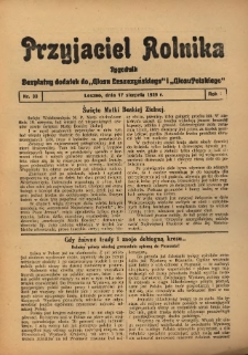 Przyjaciel Rolnika: bezpłatny dodatek do Głosu Leszczyńskiego i Głosu Polskiego 1929.08.17 R.2 Nr33