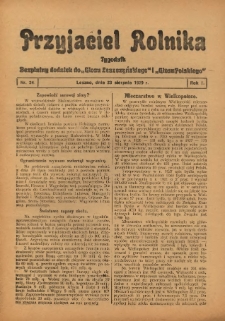 Przyjaciel Rolnika: bezpłatny dodatek do Głosu Leszczyńskiego i Głosu Polskiego 1929.08.23 R.2 Nr34