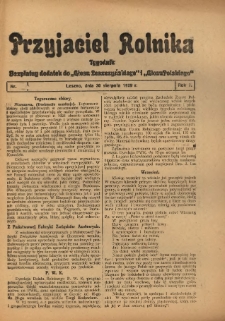Przyjaciel Rolnika: bezpłatny dodatek do Głosu Leszczyńskiego i Głosu Polskiego 1929.08.30 R.2 Nr35