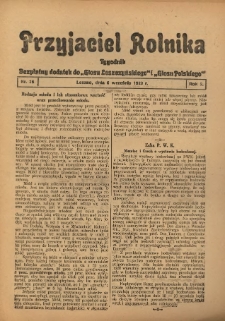 Przyjaciel Rolnika: bezpłatny dodatek do Głosu Leszczyńskiego i Głosu Polskiego 1929.09.06 R.2 Nr36