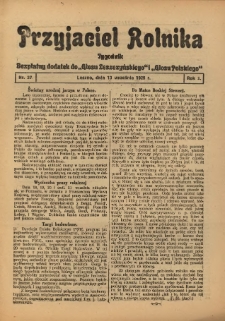 Przyjaciel Rolnika: bezpłatny dodatek do Głosu Leszczyńskiego i Głosu Polskiego 1929.09.13 R.2 Nr37