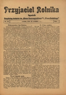 Przyjaciel Rolnika: bezpłatny dodatek do Głosu Leszczyńskiego i Głosu Polskiego 1929.09.20 R.2 Nr38