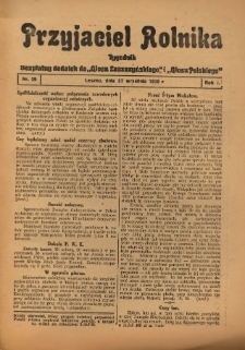 Przyjaciel Rolnika: bezpłatny dodatek do Głosu Leszczyńskiego i Głosu Polskiego 1929.09.27 R.2 Nr39