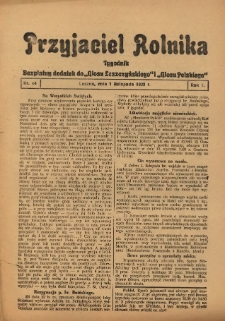 Przyjaciel Rolnika: bezpłatny dodatek do Głosu Leszczyńskiego i Głosu Polskiego 1929.11.01 R.2 Nr44
