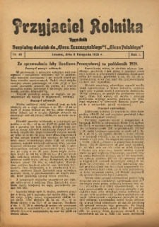 Przyjaciel Rolnika: bezpłatny dodatek do Głosu Leszczyńskiego i Głosu Polskiego 1929.11.08 R.2 Nr45
