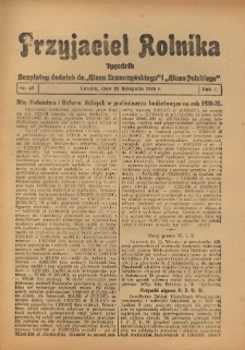 Przyjaciel Rolnika: bezpłatny dodatek do Głosu Leszczyńskiego i Głosu Polskiego 1929.11.22 R.2 Nr47