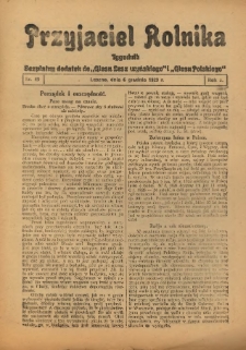 Przyjaciel Rolnika: bezpłatny dodatek do Głosu Leszczyńskiego i Głosu Polskiego 1929.12.06 R.2 Nr49