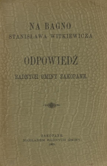 Na Bagno Stanisława Witkiewicza odpowiedź Radnych Gminy Zakopane