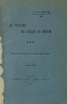 La Pologne au cirque de Néron : réponse a l'Enquete de Henryk Sienkiewicz