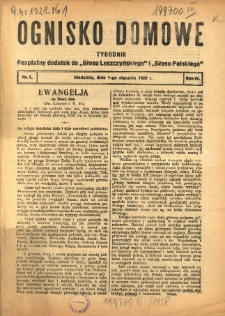 Ognisko Domowe: bezpłatny dodatek do "Głosu Leszczyńskiego" 1928.01.01 R.4 Nr1