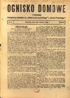 Ognisko Domowe: bezpłatny dodatek do "Głosu Leszczyńskiego" 1928.01.08 R.4 Nr2