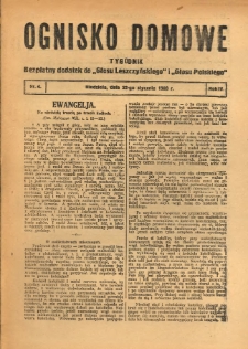 Ognisko Domowe: bezpłatny dodatek do "Głosu Leszczyńskiego" 1928.01.22 R.4 Nr4