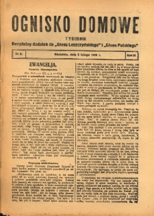 Ognisko Domowe: bezpłatny dodatek do "Głosu Leszczyńskiego" 1928.02.05 R.4 Nr6