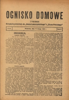 Ognisko Domowe: bezpłatny dodatek do "Głosu Leszczyńskiego" 1928.02.19 R.4 Nr8
