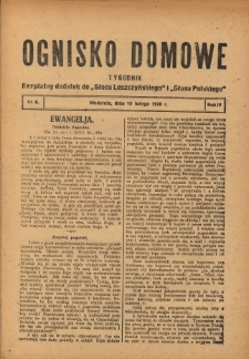 Ognisko Domowe: bezpłatny dodatek do "Głosu Leszczyńskiego" 1928.02.19 R.4 Nr8