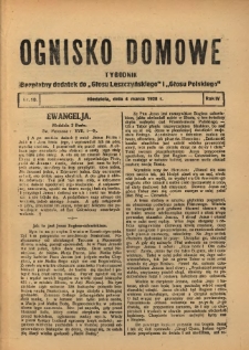 Ognisko Domowe: bezpłatny dodatek do "Głosu Leszczyńskiego" 1928.03.04 R.4 Nr10