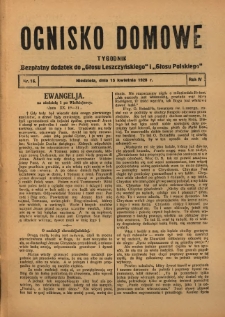 Ognisko Domowe: bezpłatny dodatek do "Głosu Leszczyńskiego" 1928.04.15 R.4 Nr16