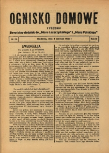 Ognisko Domowe: bezpłatny dodatek do "Głosu Leszczyńskiego" 1928.06.03 R.4 Nr23