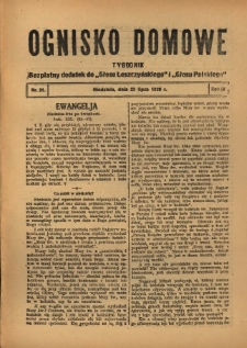 Ognisko Domowe: bezpłatny dodatek do "Głosu Leszczyńskiego" 1928.07.29 R.4 Nr31