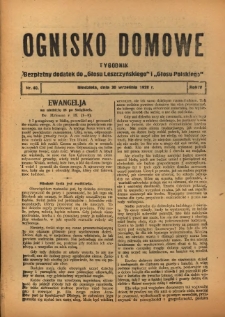 Ognisko Domowe: bezpłatny dodatek do "Głosu Leszczyńskiego" 1928.09.30 R.4 Nr40