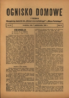 Ognisko Domowe: bezpłatny dodatek do "Głosu Leszczyńskiego" 1928.10.07 R.4 Nr41