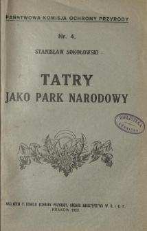 Tatry jako Park narodowy