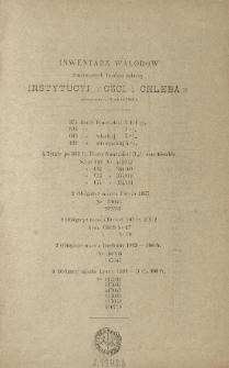 Inwentarz walorów stanowiących fundusz żelazny Instytucyi "Czci i Chleba" sporządzony w grudniu 1889 r.