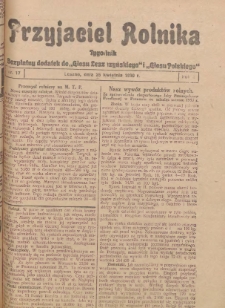 Przyjaciel Rolnika: bezpłatny dodatek do Głosu Leszczyńskiego i Głosu Polskiego 1930.04.25 R.3 Nr17