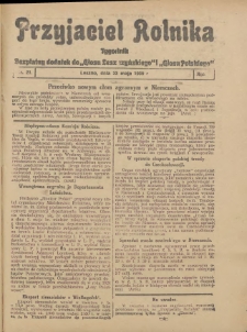 Przyjaciel Rolnika: bezpłatny dodatek do Głosu Leszczyńskiego i Głosu Polskiego 1930.05.23 R.3 Nr21
