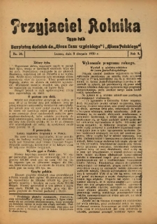 Przyjaciel Rolnika: bezpłatny dodatek do Głosu Leszczyńskiego i Głosu Polskiego 1930.08.08 R.3 Nr30