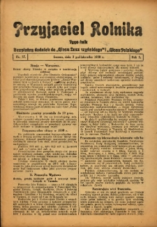 Przyjaciel Rolnika: bezpłatny dodatek do Głosu Leszczyńskiego i Głosu Polskiego 1930.10.03 R.3 Nr37