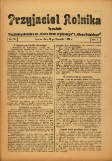 Przyjaciel Rolnika: bezpłatny dodatek do Głosu Leszczyńskiego i Głosu Polskiego 1930.10.17 R.3 Nr39