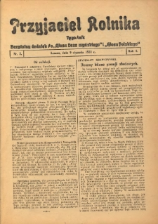 Przyjaciel Rolnika: bezpłatny dodatek do Głosu Leszczyńskiego i Głosu Polskiego 1931.01.09 R.4 Nr2