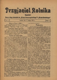 Przyjaciel Rolnika: bezpłatny dodatek do Głosu Leszczyńskiego i Głosu Polskiego 1931.02.06 R.4 Nr6