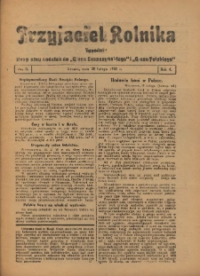 Przyjaciel Rolnika: bezpłatny dodatek do Głosu Leszczyńskiego i Głosu Polskiego 1931.02.20 R.4 Nr8