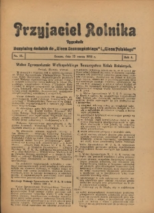 Przyjaciel Rolnika: bezpłatny dodatek do Głosu Leszczyńskiego i Głosu Polskiego 1931.03.13 R.4 Nr11