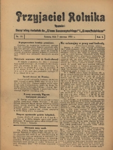 Przyjaciel Rolnika: bezpłatny dodatek do Głosu Leszczyńskiego i Głosu Polskiego 1931.06.07 R.4 Nr23