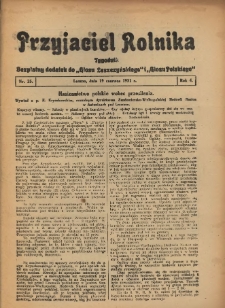 Przyjaciel Rolnika: bezpłatny dodatek do Głosu Leszczyńskiego i Głosu Polskiego 1931.06.19 R.4 Nr25