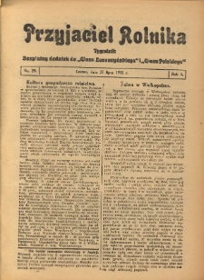 Przyjaciel Rolnika: bezpłatny dodatek do Głosu Leszczyńskiego i Głosu Polskiego 1931.07.17 R.4 Nr29