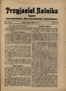 Przyjaciel Rolnika: bezpłatny dodatek do Głosu Leszczyńskiego i Głosu Polskiego 1931.08.14 R.4 Nr33