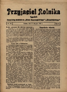 Przyjaciel Rolnika: bezpłatny dodatek do Głosu Leszczyńskiego i Głosu Polskiego 1931.08.21 R.4 Nr34