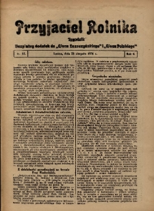 Przyjaciel Rolnika: bezpłatny dodatek do Głosu Leszczyńskiego i Głosu Polskiego 1931.08.28 R.4 Nr35