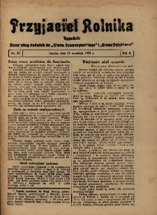 Przyjaciel Rolnika: bezpłatny dodatek do Głosu Leszczyńskiego i Głosu Polskiego 1931.09.11 R.4 Nr37