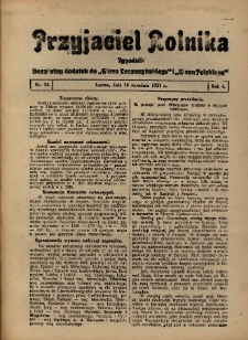 Przyjaciel Rolnika: bezpłatny dodatek do Głosu Leszczyńskiego i Głosu Polskiego 1931.09.18 R.4 Nr38