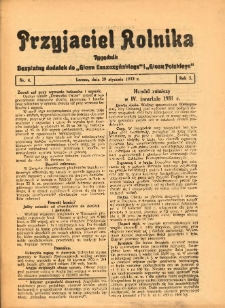 Przyjaciel Rolnika: bezpłatny dodatek do Głosu Leszczyńskiego i Głosu Polskiego 1932.01.29 R.5 Nr4